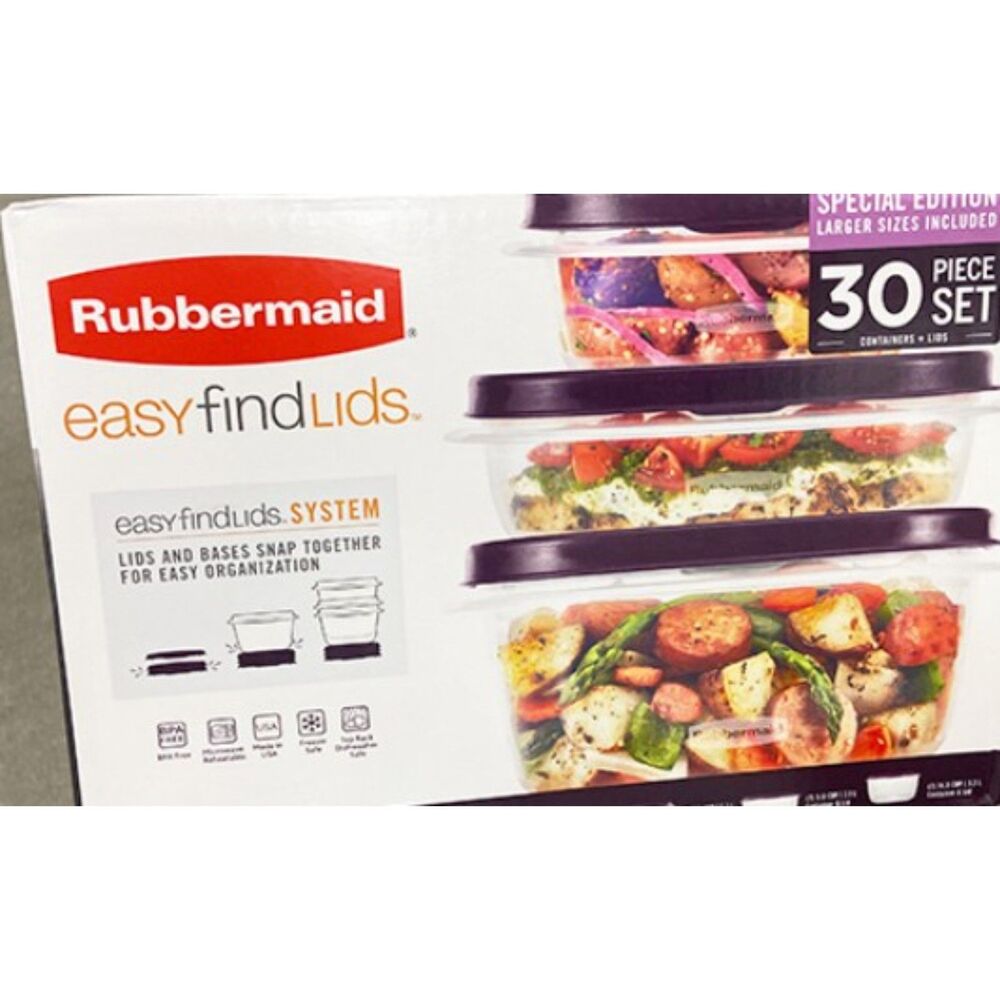 Rubbermaid Easy Find Lids 30 Piece Food Storage Container Set Purple New - Picture 4 of 4